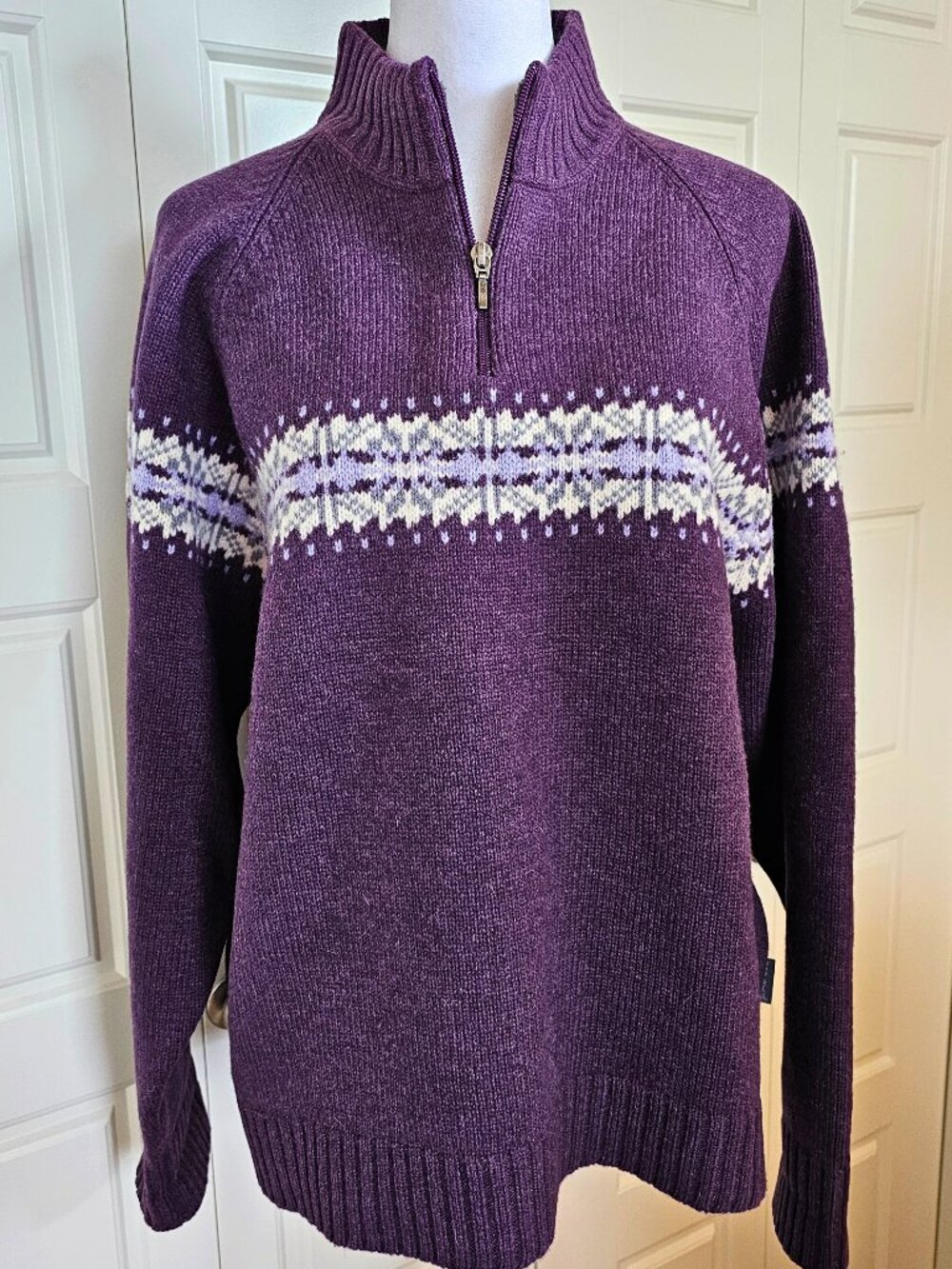 Woolrich XL Fair Isle 1/4 Zip Lambswool Sweater Purple
